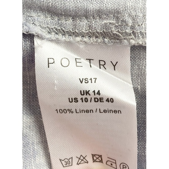 Poetry Women's Printed Button Down 100% Linen Blouse Top, Blue - Size 10 - Picture 8 of 8